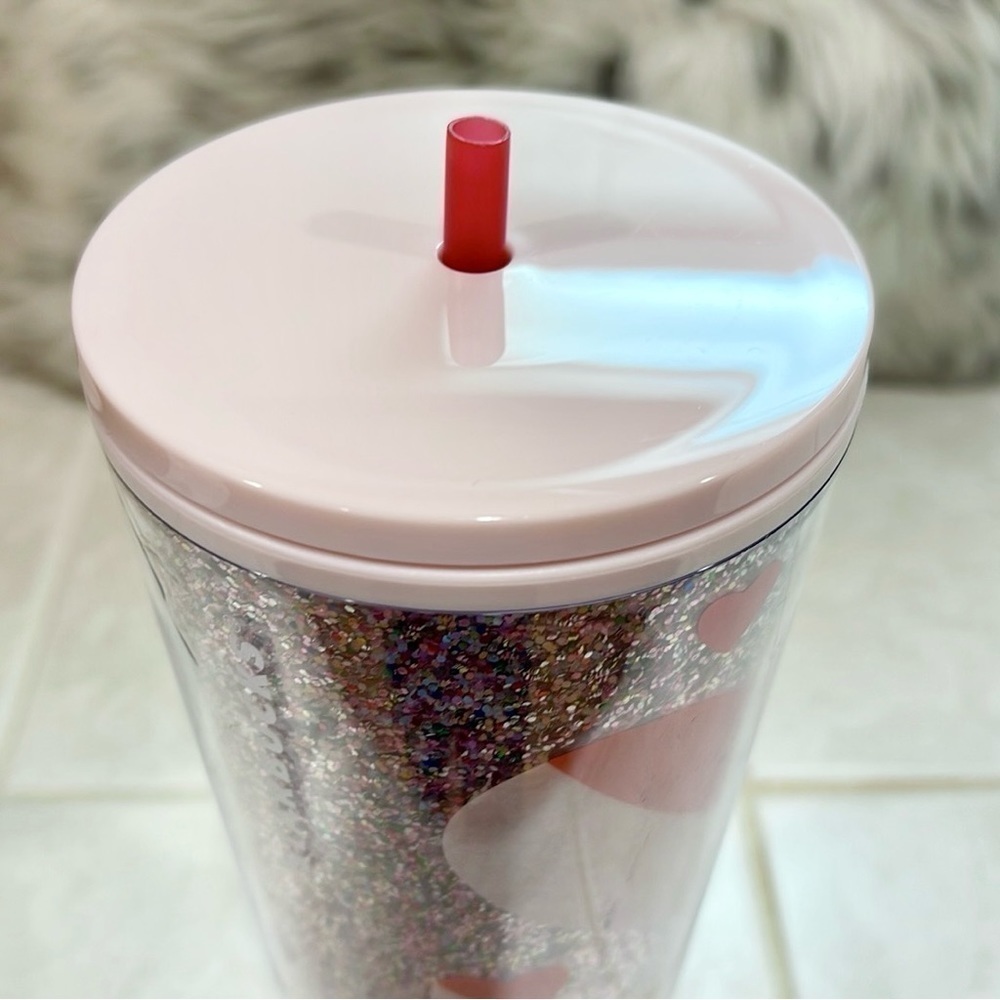 Starbucks Pink Glitter Limited Edition Valentine’s Hearts 24oz Tumbler New - Picture 14 of 17